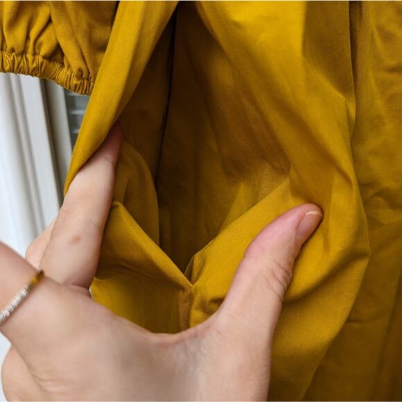 Zara Warm Yellow Short Shirt Dress With Lapels Ruffle Detail Collar, size XS - Picture 7 of 8